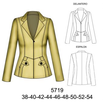 5719 Blazer cuello integrado con corte princesa