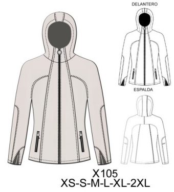 X105 CASACA SOFT SHELL CON GORRO SIN COSTURA HOMBRO