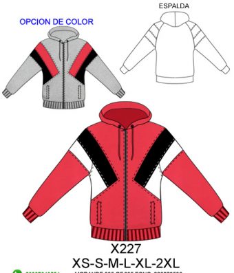 X227 POLERON LARGO OVERSIZE, CON CORTES CON GORRO