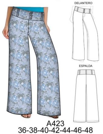 A423 PANTALON PRETINA ANCHA TIRO A LA CINTURA (19 CMS.) BASTA DE 30 CMS.