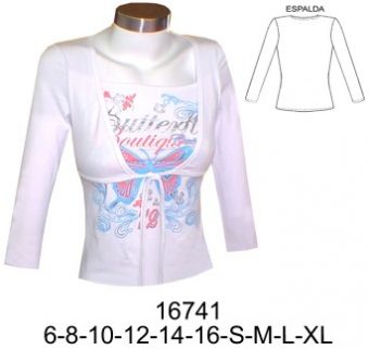16741 POLERA CON AMARRA BAJO BUSTO Y FALSO