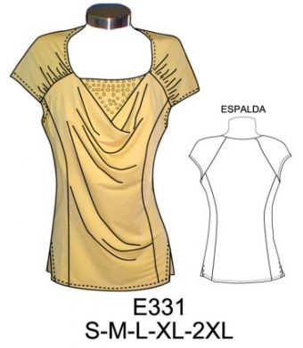 E331 POLERA DAMA MEDIA MANGA CORTE PRINCESA DELANTERO