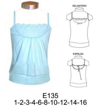 E135 POLERA NIÑA CON RECOGIDO EN DELANTERO